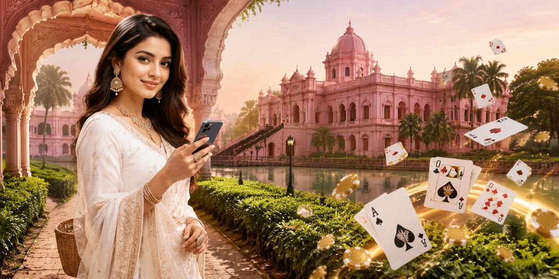 ঢাকার চা বাগানের পরিবেশে রামি গেম উপভোগ করছেন একজন প্লেয়ার