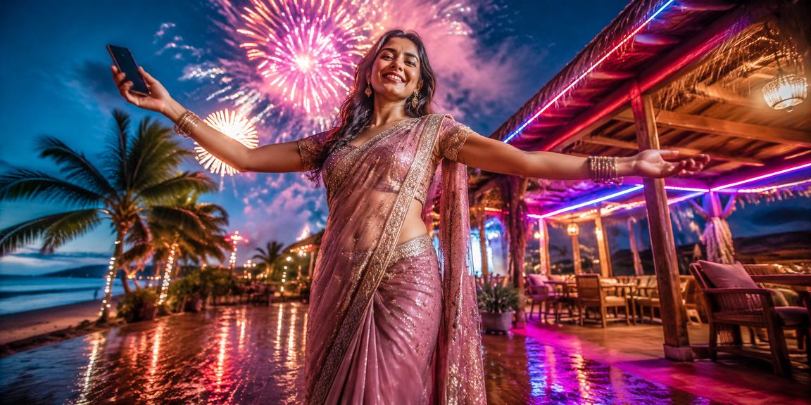সেন্টমার্টিনে একজন নারী মোবাইলে ক্যাসিনো ও বেটিং টিপস পড়ছেন সমুদ্র সৈকতে